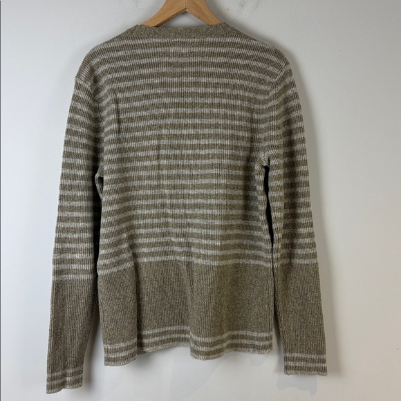 All Saints Beige Striped Men's Lambswool Sweater Size Medium - Picture 4 of 7